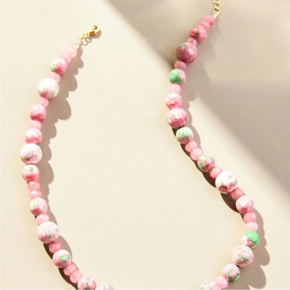 Anthropologie Cloverpost Marbled Beaded‎ Necklace NEW
